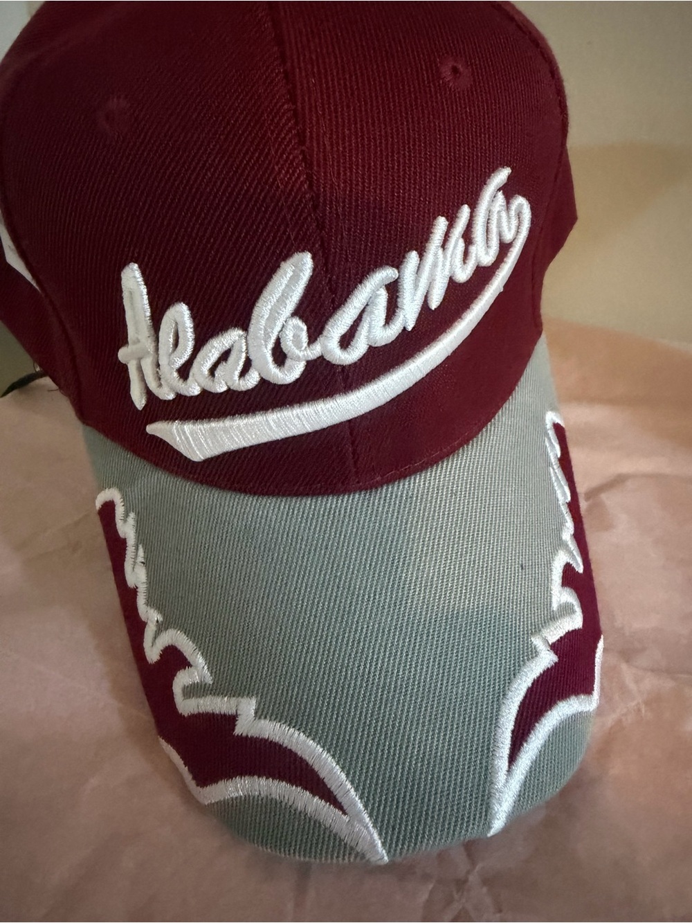 Alabama Maroon and Light Gray Embroidered Baseball Cap
